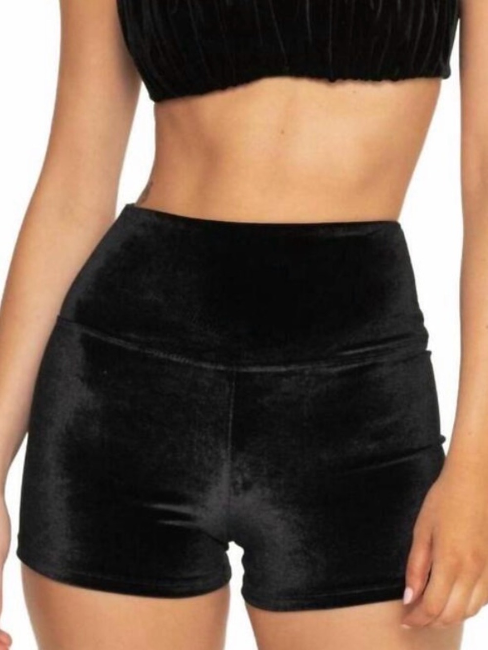 Montce High-Waist Velvet Black Women's Shorts